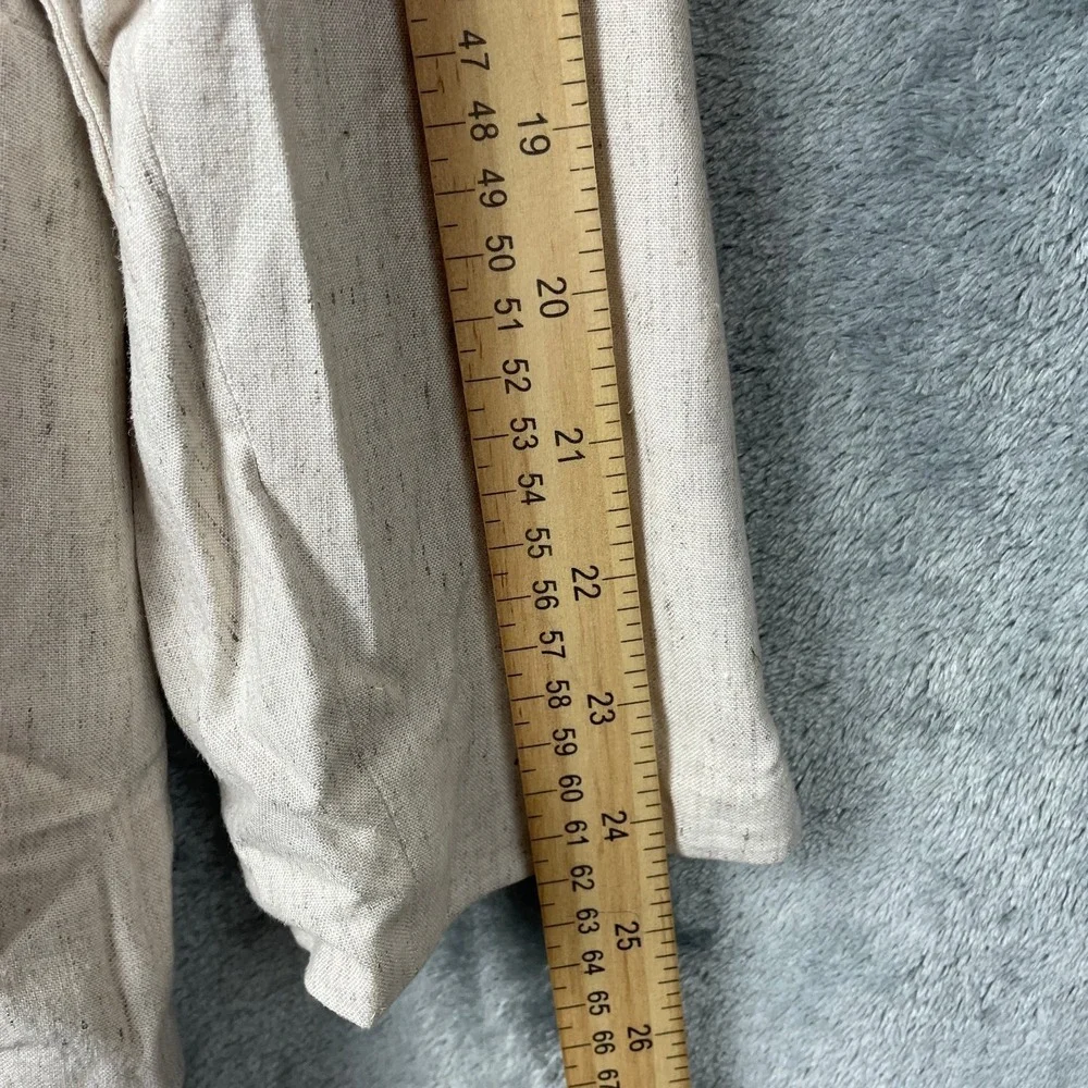 MNI LOS ANGELES Oversized Double Breasted Blazer‎ Women Large Beige Linen New